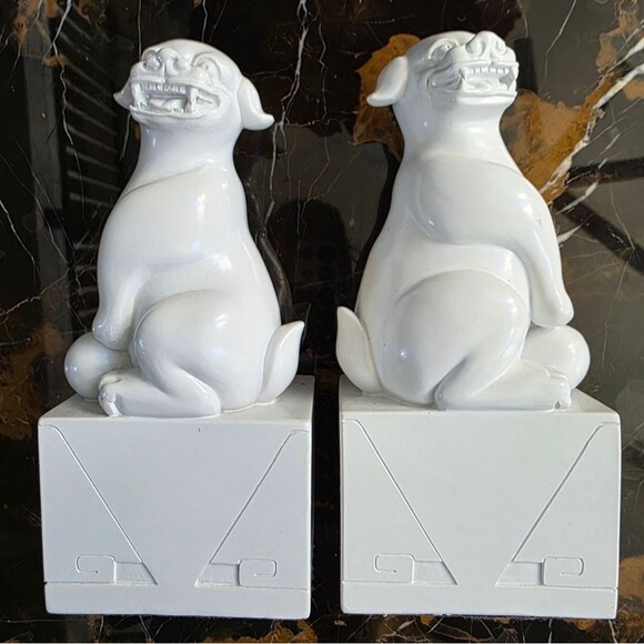 Jonathan Adler Happy Chic Elizabeth Foo Dog Set Of 2 Bookends White - Picture 5 of 14